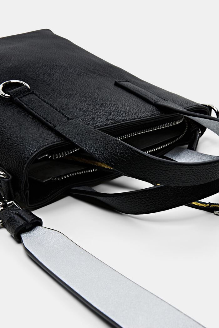 Kompakte Tote Bag aus Kunstleder, BLACK, detail image number 3