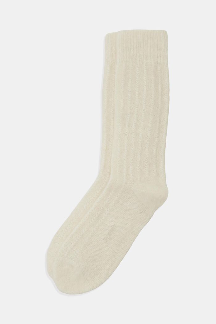 Socken aus Wolle-Alpaka-Mix, OFF WHITE, detail image number 0