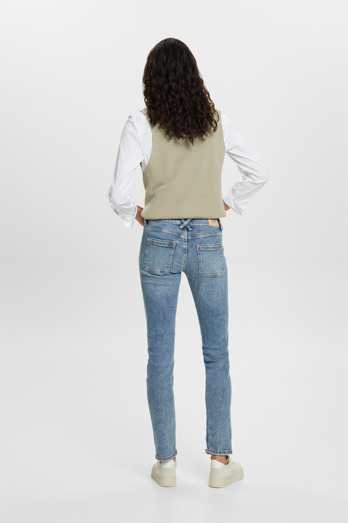 Recycelt: Schmale Jeans mit mittelhohem Bund, BLUE LIGHT WASHED, detail image number 3