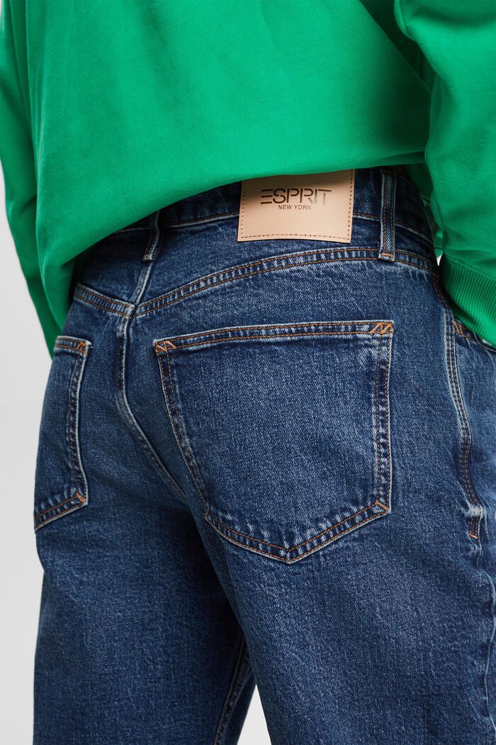 Gerade, konische Jeans mit mittelhohem Bund, BLUE DARK WASHED, detail image number 1