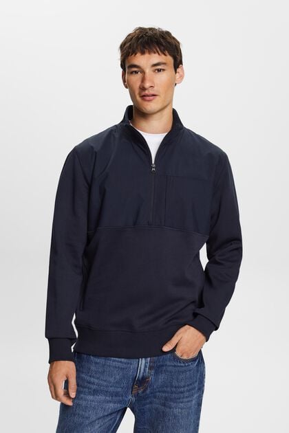 Troyer-Sweatshirt aus Materialmix