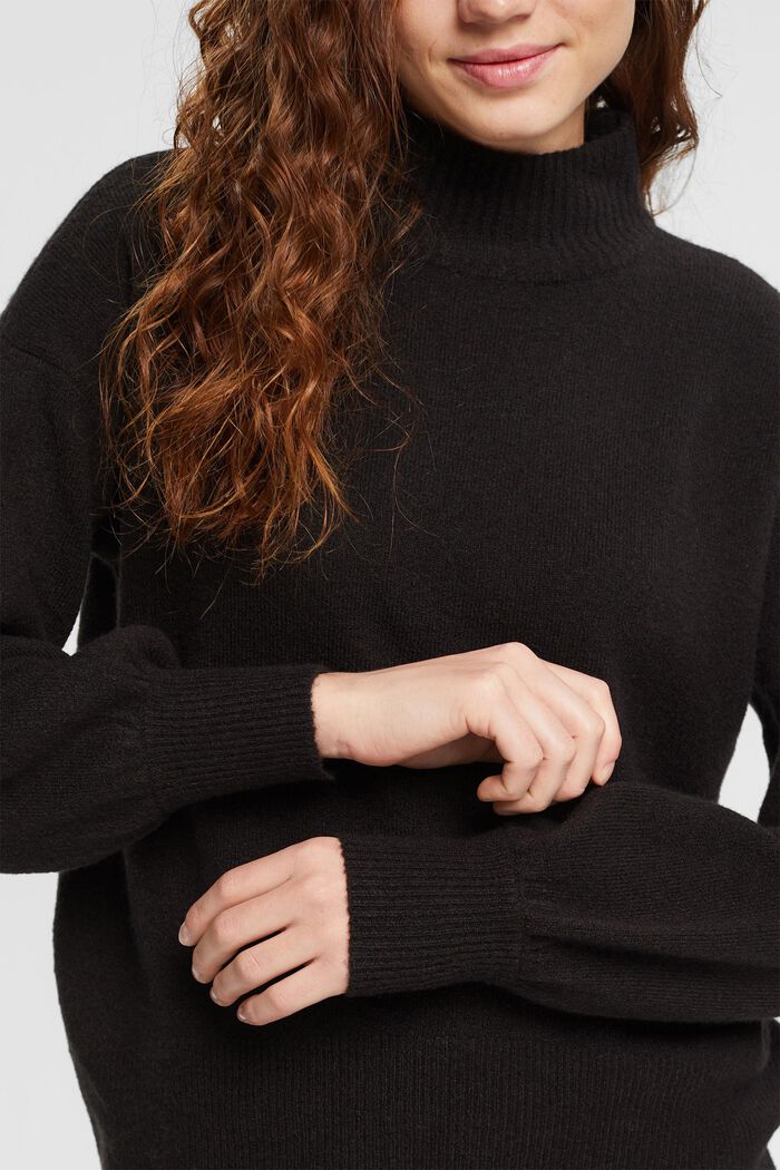 Wollmix-Pullover mit Stehkragen, BLACK, detail image number 2