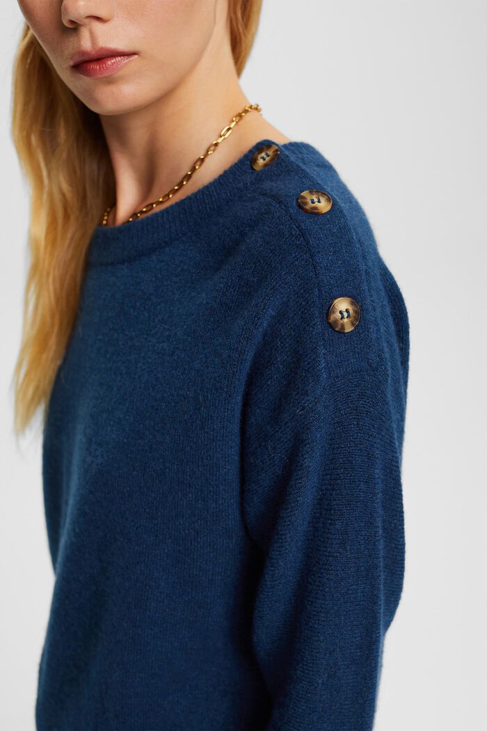 Mit Wolle: gestreifter Pullover, NEW PETROL BLUE, detail image number 3