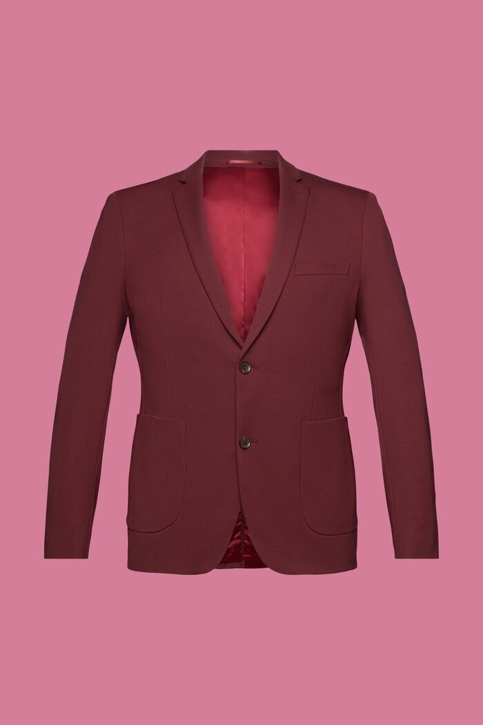 Einreihiger Piqué-Jersey-Blazer, BORDEAUX RED, detail image number 5