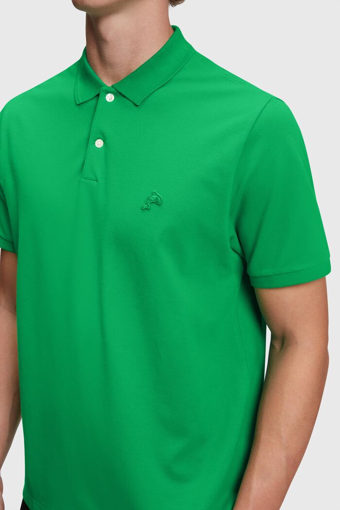 Klassisches Tennis-Poloshirt mit Dolphin-Batch, GREEN, detail image number 2