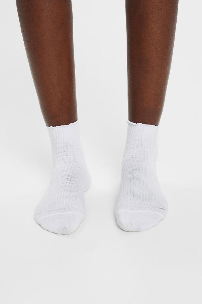2er-Pack Socken mit Rüschenbündchen, Bio-Baumwolle, KHAKI/WHITE, detail image number 2