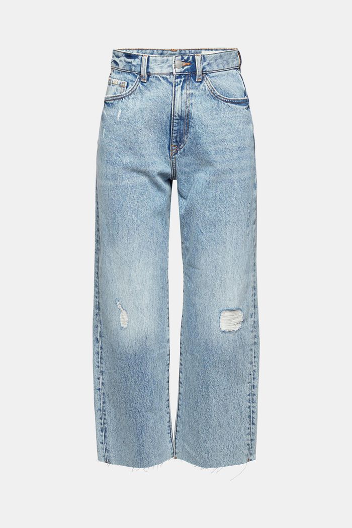 Recycelt: Destroyed-Jeans mit geradem Bein, BLUE LIGHT WASHED, detail image number 6