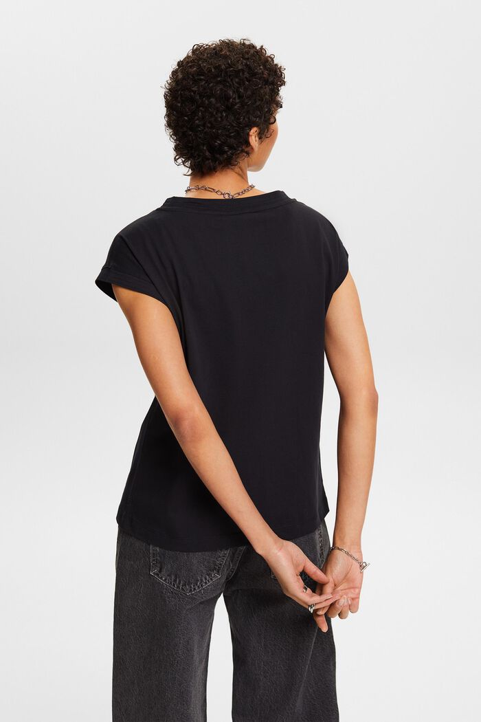 T-Shirt mit V-Ausschnitt, BLACK, detail image number 2