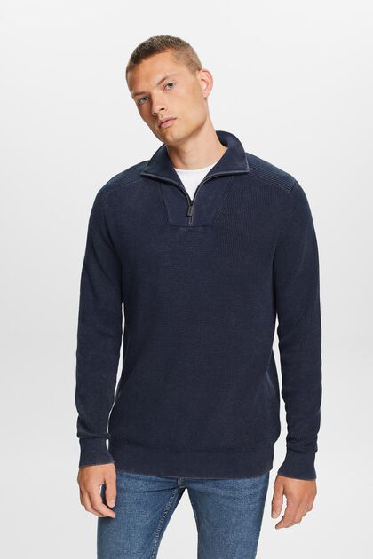 Pullover mit halbem Zipper, 100 % Baumwolle