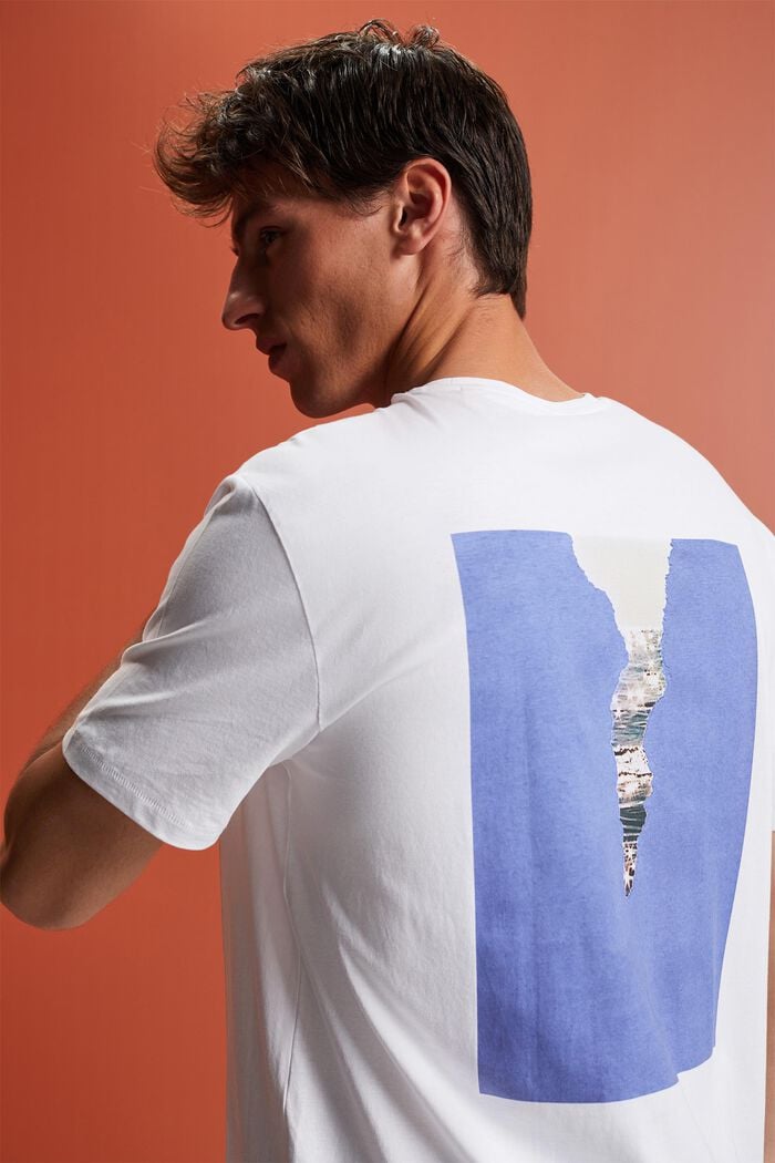 Jersey-T-Shirt mit Print hinten, 100 % Baumwolle, WHITE, detail image number 4
