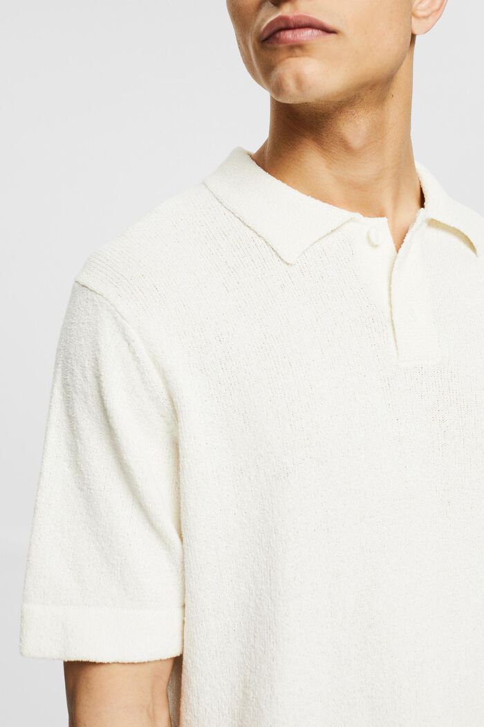 Polo-Shirt in Bouclé-Optik, OFF WHITE, detail image number 2