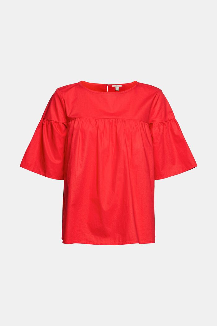 Bluse mit kurzen Ärmeln, Bio-Baumwolle, RED, overview