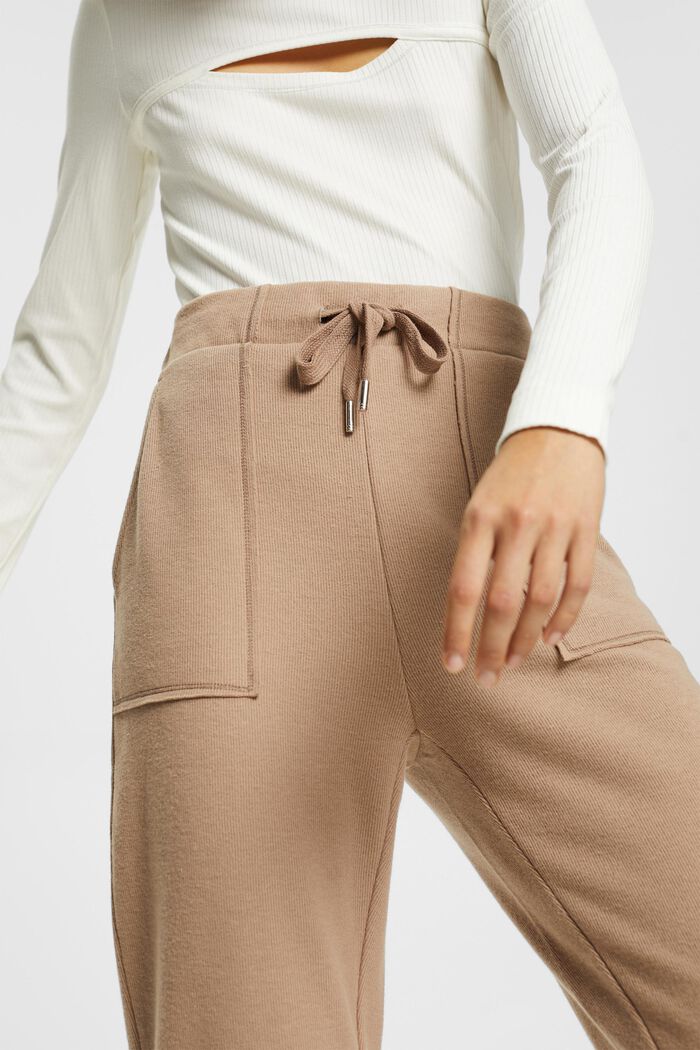 High-Rise-Pants im Jogger-Style in Strickqualität, TAUPE, detail image number 2