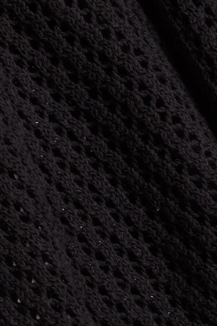 Cardigan aus Lochstrick, 100% Baumwolle, BLACK, detail image number 4