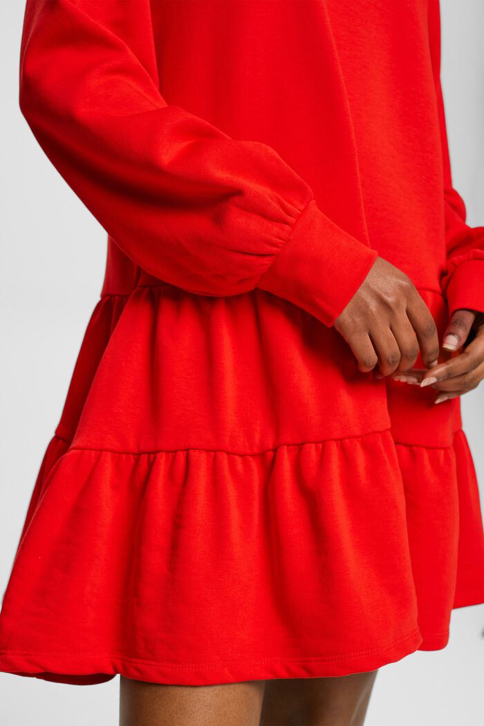 Mini-Sweatshirt-Kleid mit Rüschen, RED, detail image number 2