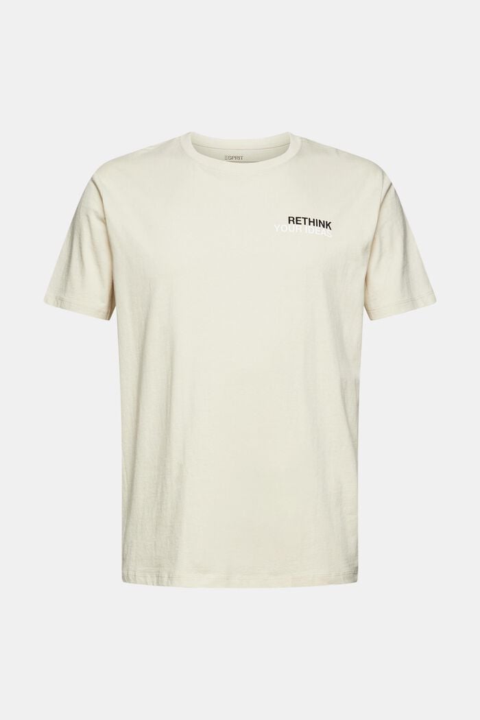 Jersey-Shirt mit Print, 100% Baumwolle, CREAM BEIGE, overview