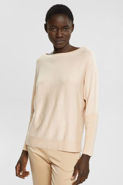 Funkelnder Pullover, LENZING™ ECOVERO™, DUSTY NUDE, overview
