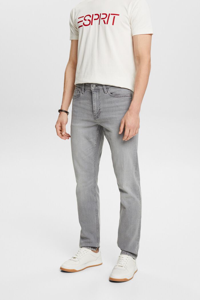 Schmale Jeans mit mittlerer Bundhöhe, GREY LIGHT WASHED, detail image number 0