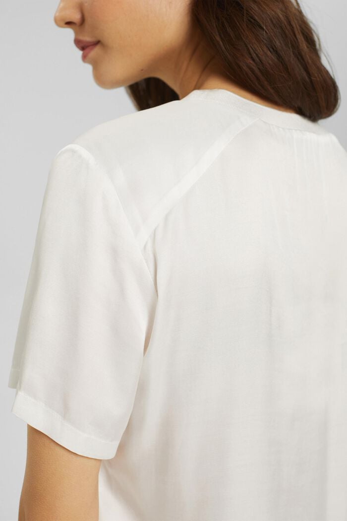 Kurzärmelige Bluse in Seidenoptik, OFF WHITE, detail image number 2