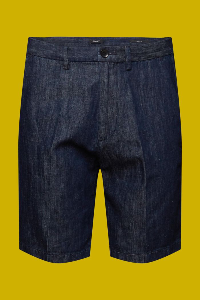 Chino-Shorts aus Baumwolle und Leinen, BLUE BLACK, detail image number 9