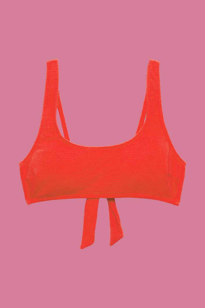Strukturiertes Crop-Bikini-Top mit wattierten Cups, RED, detail image number 4