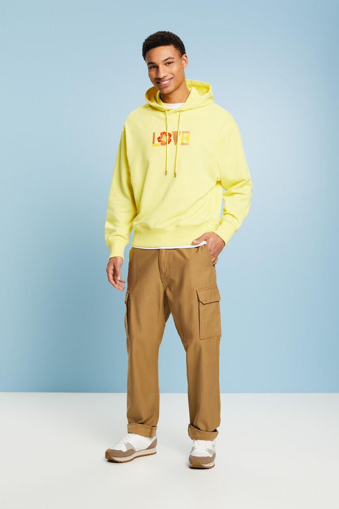 Unisex-Hoodie in Oversize-Form mit Print, PASTEL YELLOW, detail image number 1