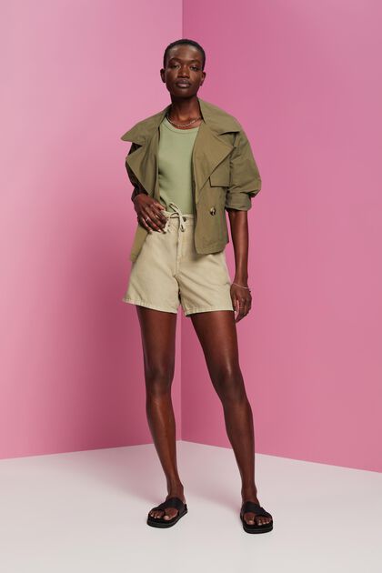 Shorts im Casual-Look mit elastischem Bund, DUSTY GREEN, overview