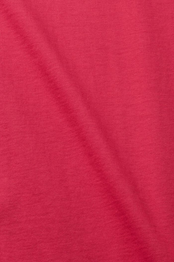 T-Shirt aus Baumwolle mit V-Ausschnitt, Slim Fit, DARK PINK, detail image number 4
