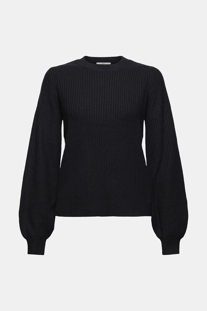 Mit Wolle: Pullover mit Ballonärmel, BLACK, detail image number 8