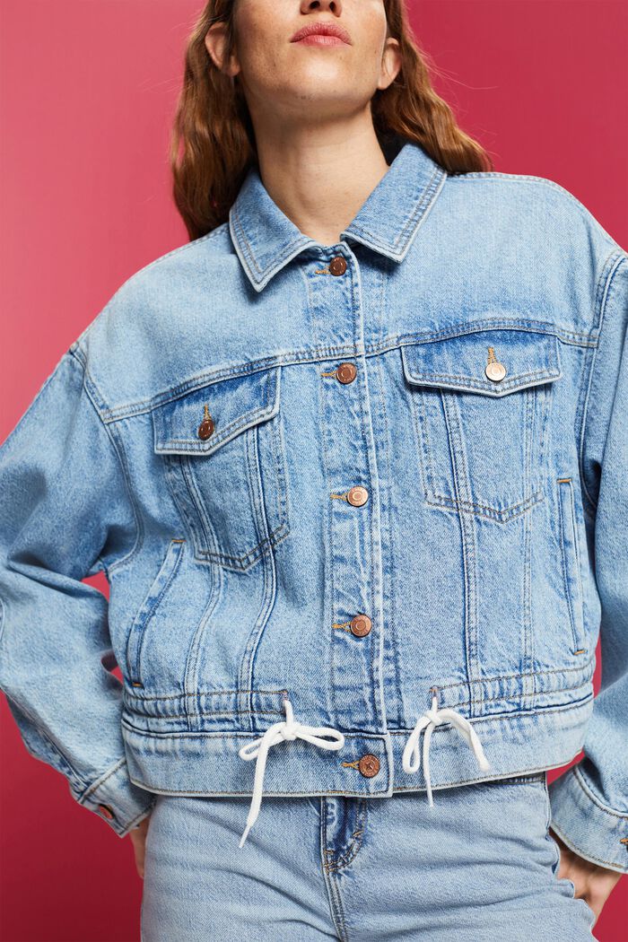 Oversized Jeansjacke in leichter Waschung, BLUE MEDIUM WASHED, detail image number 2