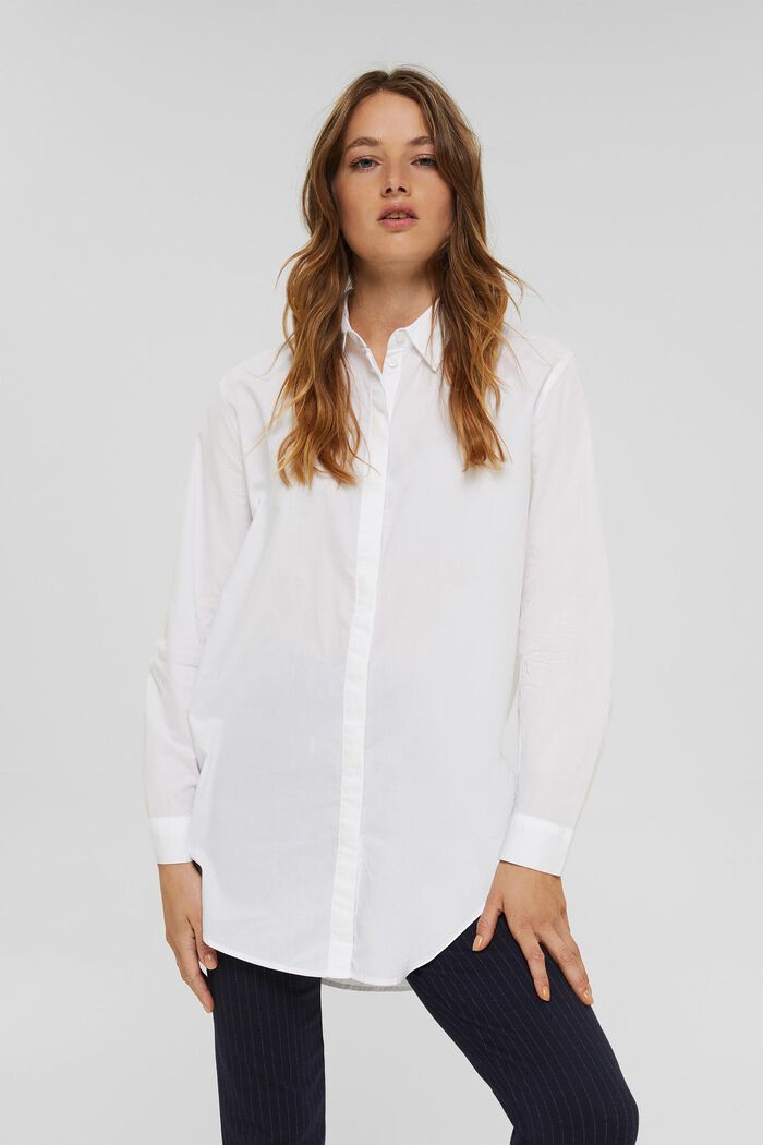 Long-Bluse aus 100% Organic Cotton, WHITE, detail image number 0
