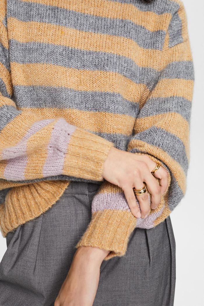Gestreifter Pullover aus Wolle-Mohair-Mix, DUSTY NUDE, detail image number 2