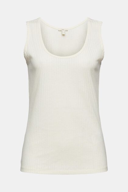 Recycelt: geripptes Tanktop, OFF WHITE, overview