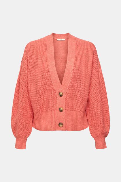 Cardigan aus Rippstrick, CORAL, overview