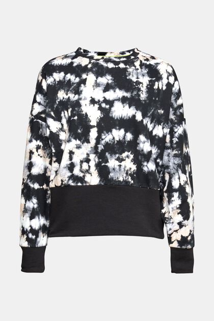 Recycelt: Sweatshirt mit Muster, BLACK, overview