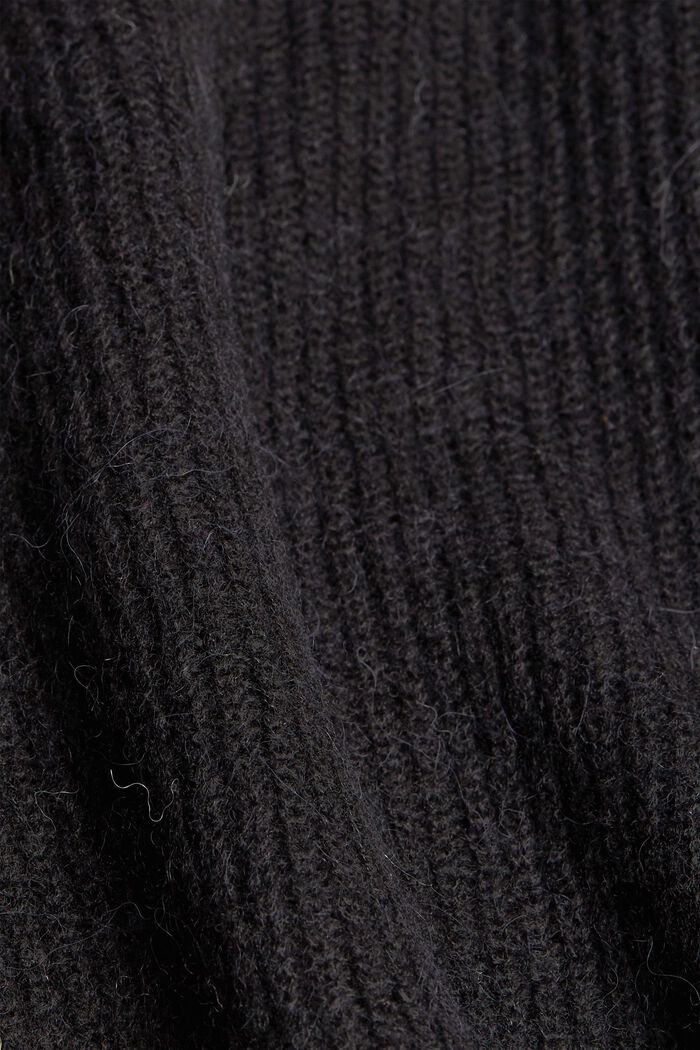 Mit Wolle/Alpaka: Cardigan aus Rippstrick, BLACK, detail image number 4