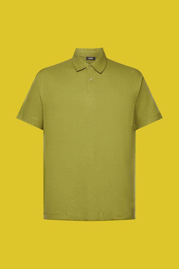 Jersey Poloshirt, Baumwolle-Leinen-Mix, LEAF GREEN, detail image number 6