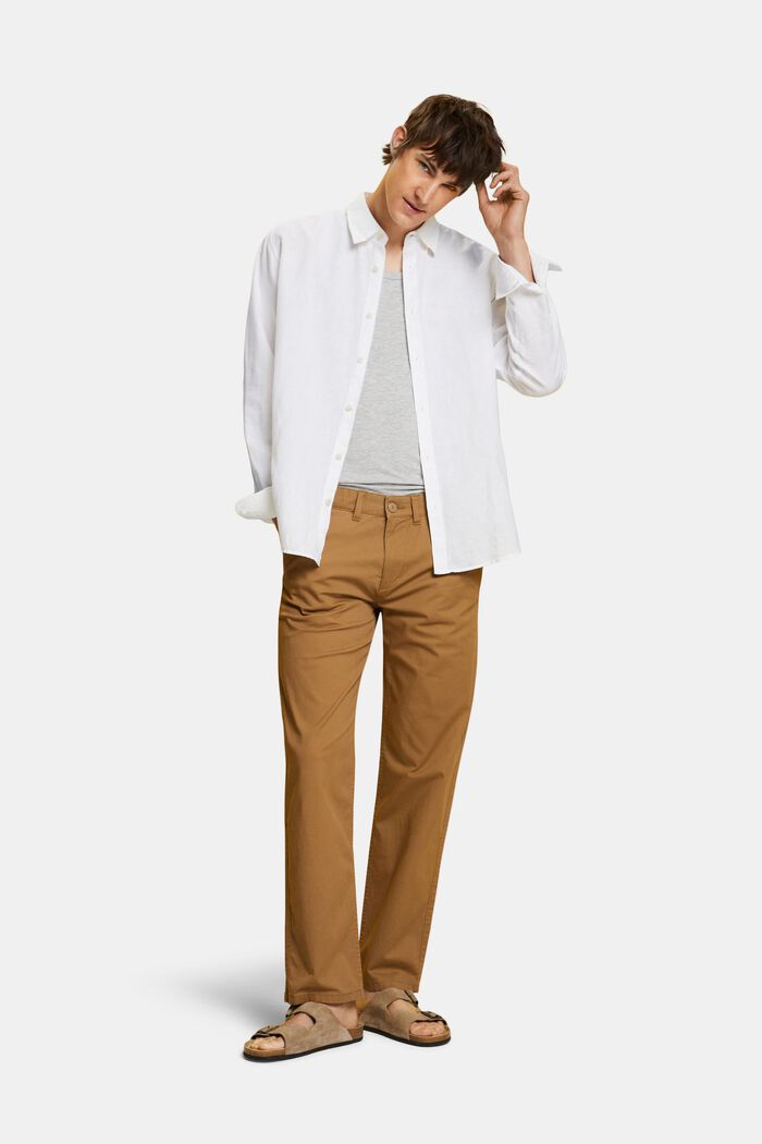 Button-Down-Hemd aus Baumwolle und Leinen, WHITE, detail image number 1