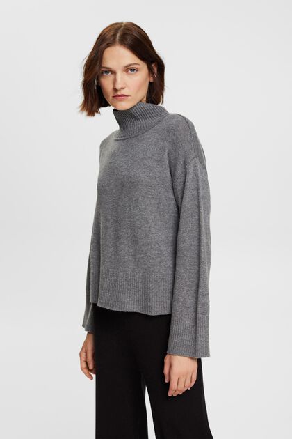 Pullover mit Mock-Neck aus Baumwollgemisch, LENZING™ ECOVERO™