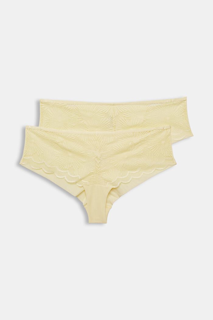 2er-Pack Hipster-Shorts mit Musterspitze, LIGHT YELLOW, overview