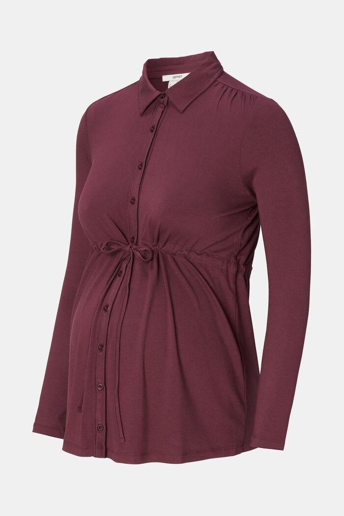 Langärmelige Jersey-Bluse, LENZING™ ECOVERO™, PLUM BROWN, detail image number 6