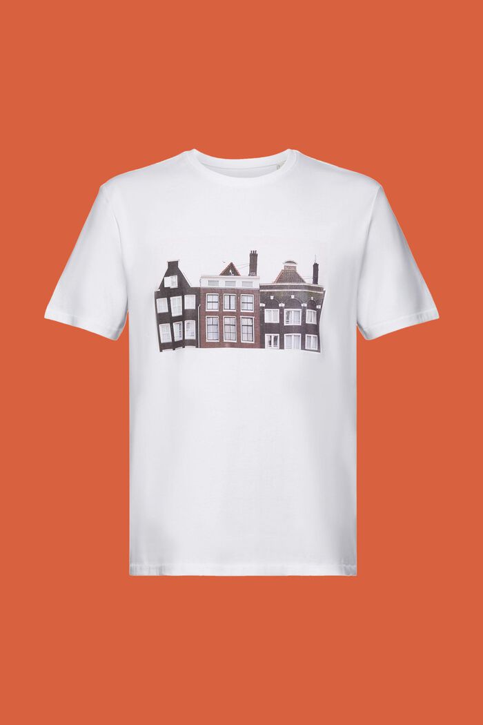 Rundhals-T-Shirt mit Print, 100 % Baumwolle, WHITE, detail image number 5