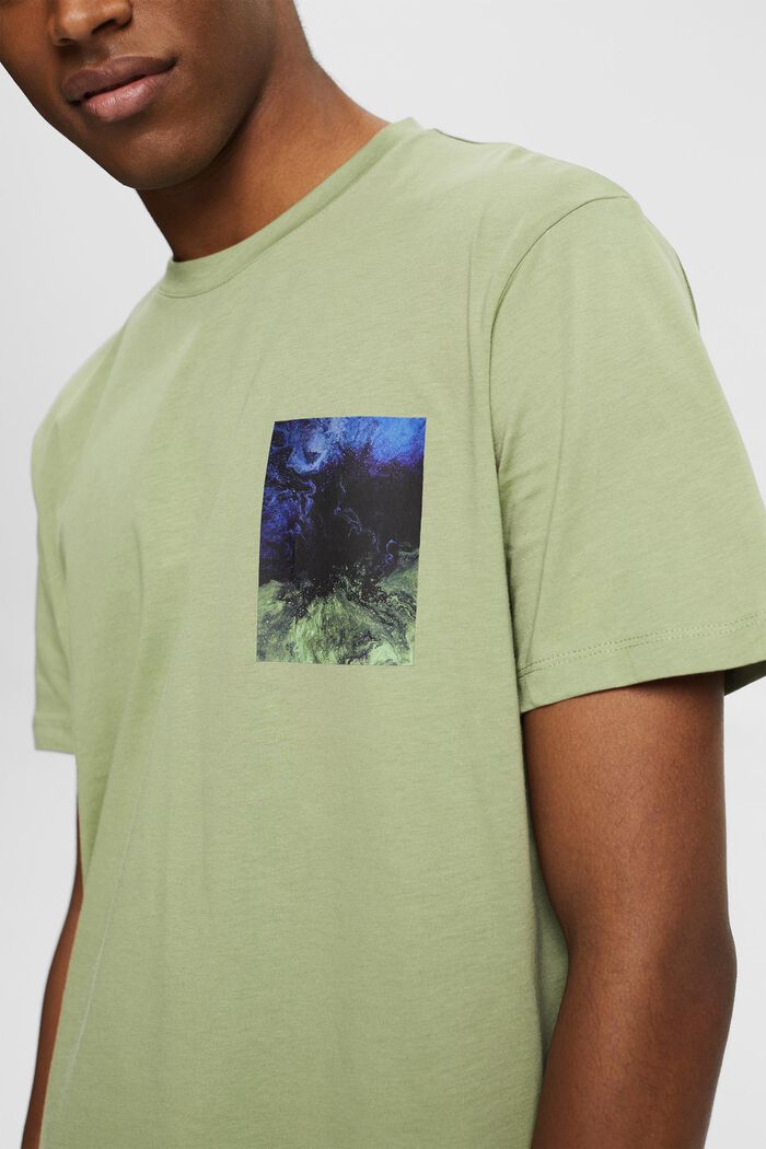 Jersey-T-Shirt mit Print, 100% Bio-Baumwolle, LIGHT KHAKI, detail image number 1