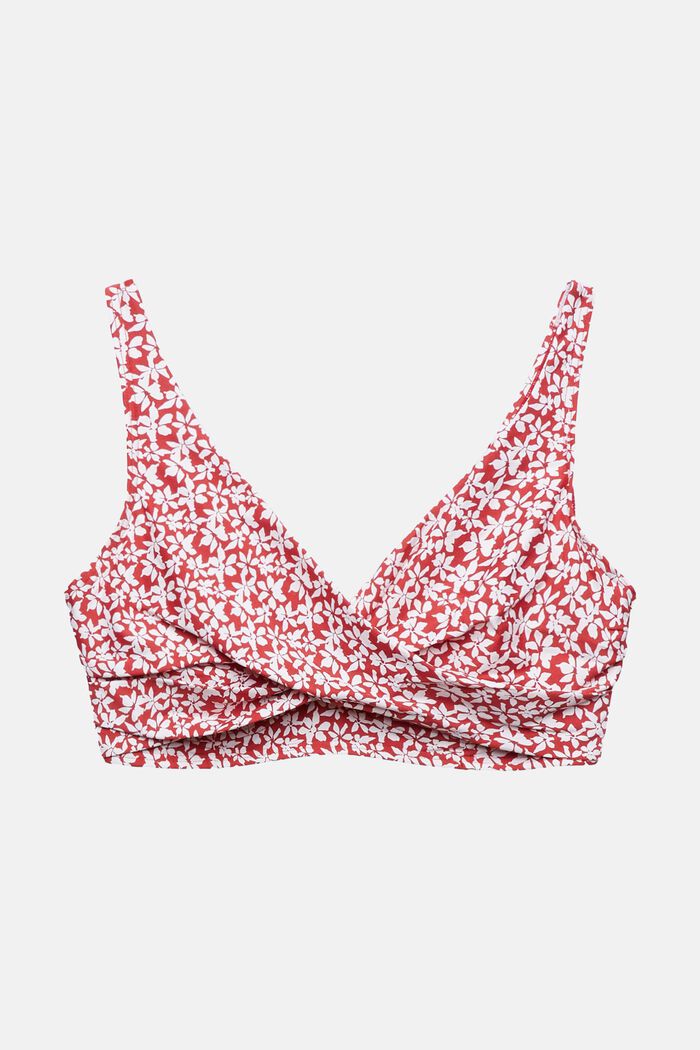 Unwattiertes Bikinitop mit Bügel-Cups und Print, DARK RED, detail image number 1