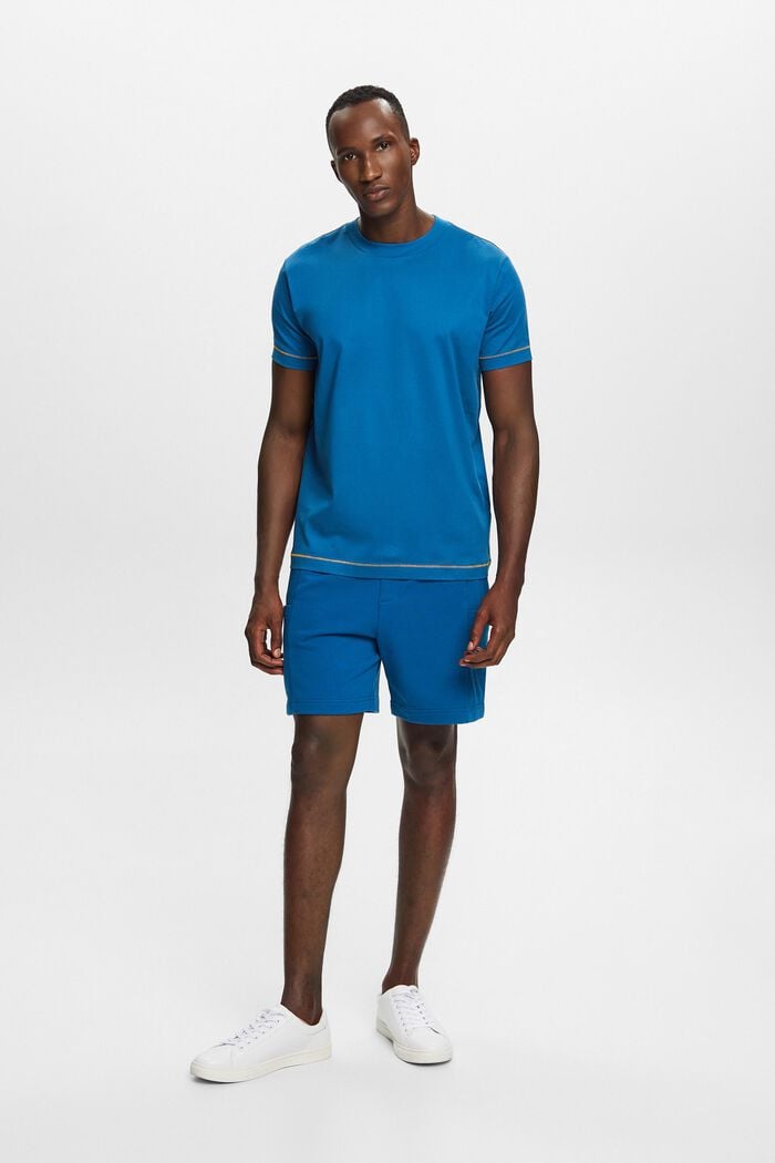 Rundhals-T-Shirt aus Jersey, 100 % Baumwolle, DARK BLUE, detail image number 1