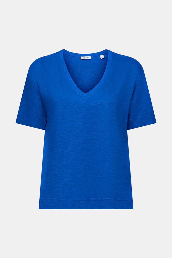 Slub-T-Shirt mit V-Ausschnitt, BRIGHT BLUE, detail image number 5