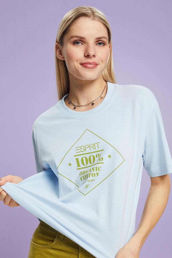 T-Shirt aus Bio-Baumwolle mit Print, PASTEL BLUE, detail image number 0