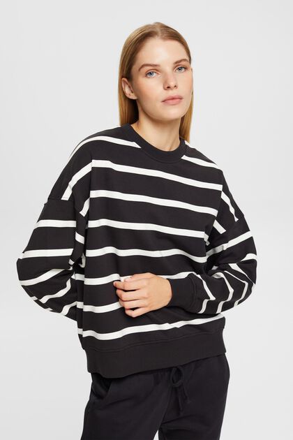 Sweatshirt mit Streifenmuster, BLACK, overview
