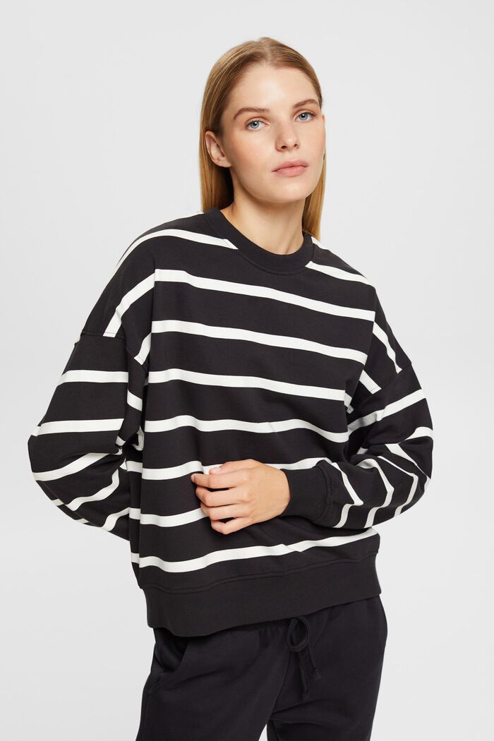 Sweatshirt mit Streifenmuster, BLACK, detail image number 0