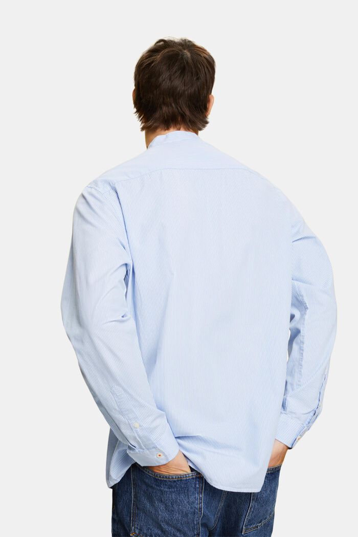 Baumwollhemd mit Nadelstreifen und Stehkragen, GREY BLUE, detail image number 3